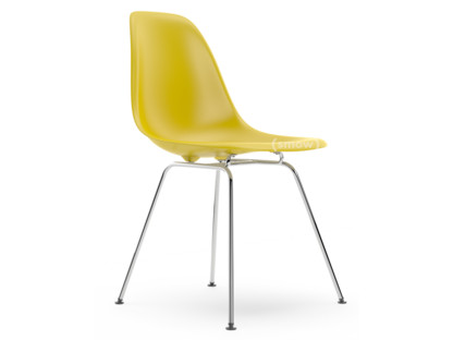 Eames Plastic Side Chair RE DSX Moutarde|Sans rembourrage|Sans rembourrage|Version standard - 43 cm|Chromé