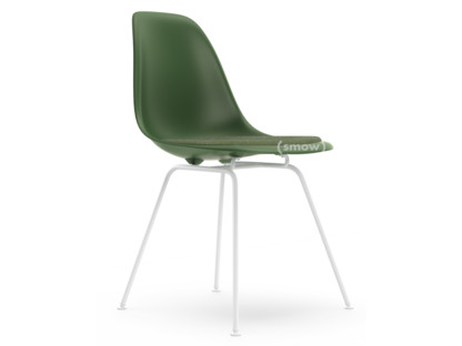 Eames Plastic Side Chair RE DSX Forêt|Avec coussin d'assise|Ivoire / forêt|Version standard - 43 cm|Revêtement blanc
