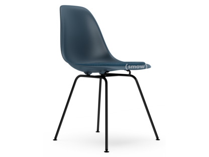 Eames Plastic Side Chair RE DSX Bleu océan|Avec coussin d'assise|Bleu océan / gris foncé|Version standard - 43 cm|Revêtement basic dark