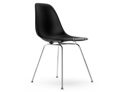Eames Plastic Side Chair RE DSX Noir profond  |Sans rembourrage|Sans rembourrage|Version standard - 43 cm|Chromé