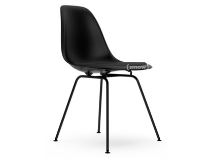 Eames Plastic Side Chair RE DSX Noir profond  |Avec coussin d'assise|Gris foncé|Version standard - 43 cm|Revêtement basic dark