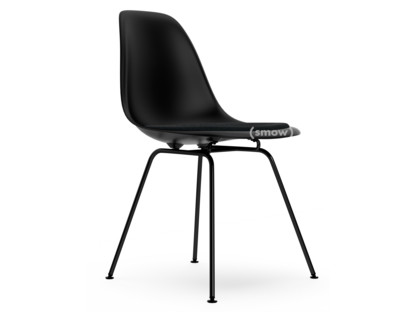 Eames Plastic Side Chair RE DSX Noir profond  |Avec coussin d'assise|Nero|Version standard - 43 cm|Revêtement basic dark