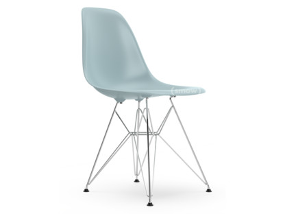 Eames Plastic Side Chair RE DSR Gris bleuté|Sans rembourrage|Sans rembourrage|Version standard - 43 cm|Chromé