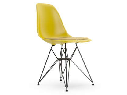 Eames Plastic Side Chair RE DSR Moutarde|Avec coussin d'assise|Moutarde / ivoire|Version standard - 43 cm|Revêtement basic dark