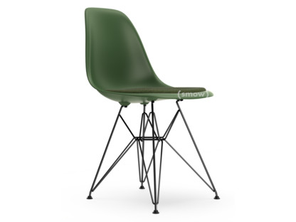 Eames Plastic Side Chair RE DSR Forêt|Avec coussin d'assise|Nero / forêt|Version standard - 43 cm|Revêtement basic dark