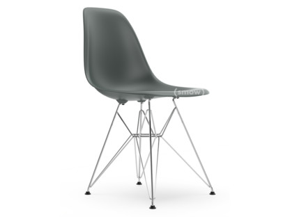 Eames Plastic Side Chair RE DSR Gris granit|Sans rembourrage|Sans rembourrage|Version standard - 43 cm|Chromé