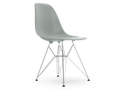Eames Plastic Side Chair RE DSR Gris clair|Sans rembourrage|Sans rembourrage|Version standard - 43 cm|Chromé