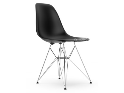 Eames Plastic Side Chair RE DSR Noir profond  |Sans rembourrage|Sans rembourrage|Version standard - 43 cm|Chromé