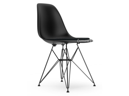 Eames Plastic Side Chair RE DSR Noir profond  |Avec coussin d'assise|Nero|Version standard - 43 cm|Revêtement basic dark