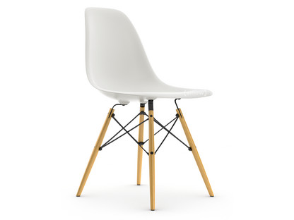 Eames Plastic Side Chair RE DSW Blanc|Sans rembourrage|Sans rembourrage|Version standard - 43 cm|Frêne tons miel