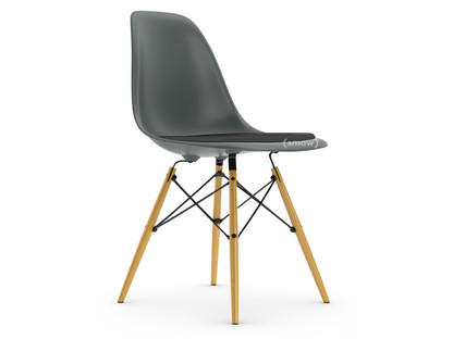 Eames Plastic Side Chair RE DSW Gris granit|Avec coussin d'assise|Gris foncé|Version standard - 43 cm|Érable nuance de jaune