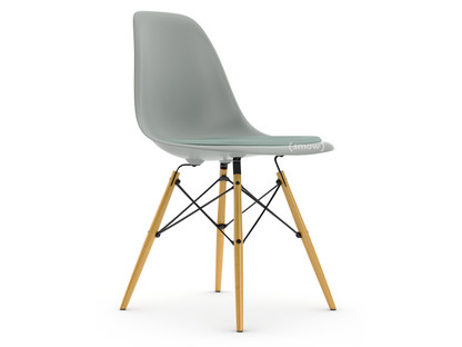 Eames Plastic Side Chair RE DSW Gris clair|Avec coussin d'assise|Bleu glacier / ivoire|Version standard - 43 cm|Érable nuance de jaune