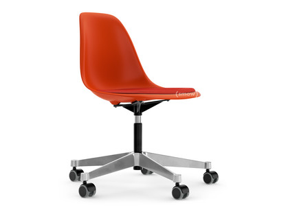 Eames Plastic Side Chair RE PSCC Rouge coquelicot RE|Avec coussin d'assise|Corail / rouge coquelicot