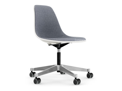 Eames Plastic Side Chair RE PSCC Blanc|Rembourrage intégral|Bleu foncé / ivoire