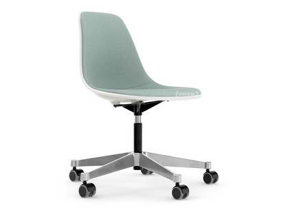 Eames Plastic Side Chair RE PSCC Blanc|Rembourrage intégral|Bleu glacier / ivoire