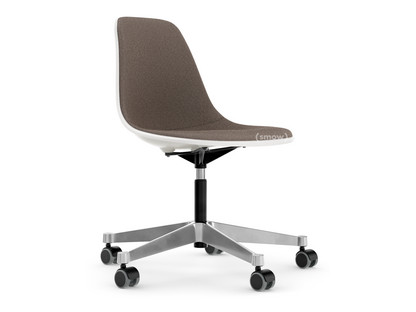 Eames Plastic Side Chair RE PSCC Blanc|Rembourrage intégral|Gris chaud / marron marais
