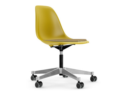 Eames Plastic Side Chair RE PSCC Moutarde RE|Avec coussin d'assise|Moutarde / gris foncé