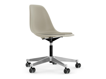 Eames Plastic Side Chair RE PSCC Galet RE|Avec coussin d'assise|Gris chaud / ivoire