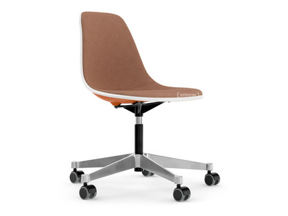 Eames Plastic Side Chair RE PSCC Orange rouille RE|Rembourrage intégral|Cognac / ivoire