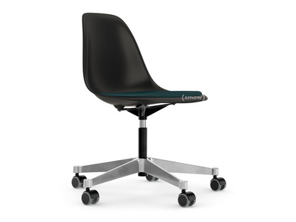 Eames Plastic Side Chair RE PSCC Noir profond RE|Avec coussin d'assise|Pétrole / marron marais