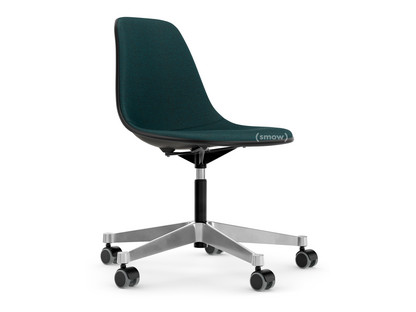Eames Plastic Side Chair RE PSCC Noir profond RE|Rembourrage intégral|Pétrole / marron marais