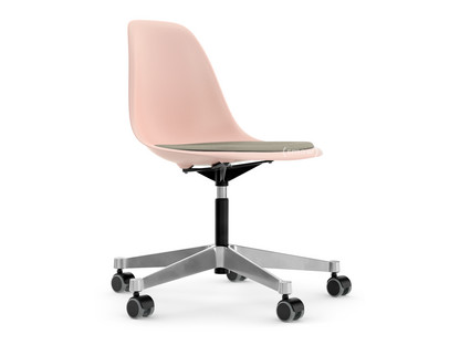 Eames Plastic Side Chair RE PSCC Rose pâle RE|Avec coussin d'assise|Gris chaud / ivoire