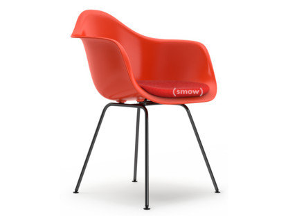 Eames Plastic Armchair RE DAX Rouge (rouge coquelicot)|Avec coussin d'assise|Corail / rouge coquelicot|Version standard - 43 cm|Revêtement basic dark