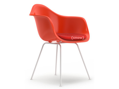 Eames Plastic Armchair RE DAX Rouge (rouge coquelicot)|Avec coussin d'assise|Corail / rouge coquelicot|Version standard - 43 cm|Revêtement blanc