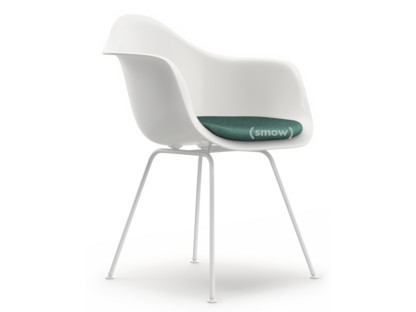 Eames Plastic Armchair RE DAX Blanc|Avec coussin d'assise|Bleu glacier / ivoire|Version standard - 43 cm|Revêtement blanc