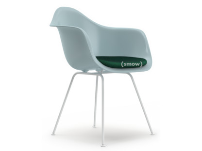 Eames Plastic Armchair RE DAX Gris bleuté|Avec coussin d'assise|Menthe / forêt|Version standard - 43 cm|Revêtement blanc