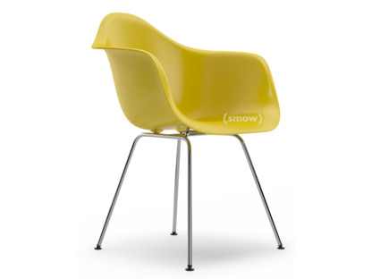 Eames Plastic Armchair RE DAX Moutarde|Sans rembourrage|Sans rembourrage|Version standard - 43 cm|Chromé