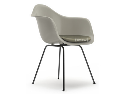 Eames Plastic Armchair RE DAX Galet|Avec coussin d'assise|Gris chaud / ivoire|Version standard - 43 cm|Revêtement basic dark