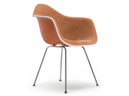 Eames Plastic Armchair RE DAX Orange rouille|Rembourrage intégral|Cognac / ivoire|Version standard - 43 cm|Chromé