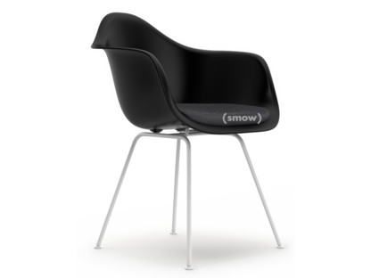 Eames Plastic Armchair RE DAX Noir profond  |Avec coussin d'assise|Gris foncé|Version standard - 43 cm|Revêtement blanc