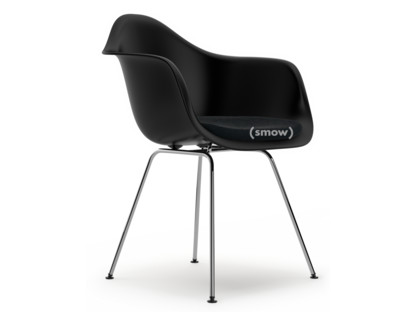 Eames Plastic Armchair RE DAX Noir profond  |Avec coussin d'assise|Nero|Version standard - 43 cm|Chromé
