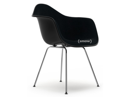 Eames Plastic Armchair RE DAX Noir profond  |Rembourrage intégral|Nero|Version standard - 43 cm|Chromé