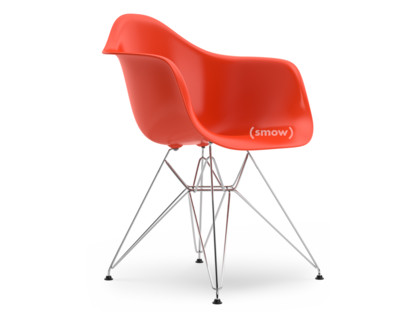Eames Plastic Armchair RE DAR Rouge (rouge coquelicot)|Sans rembourrage|Sans rembourrage|Version standard - 43 cm|Chromé