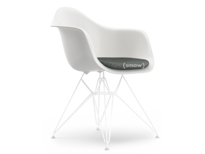 Eames Plastic Armchair RE DAR Blanc|Avec coussin d'assise|Nero / ivoire|Version standard - 43 cm|Revêtement blanc