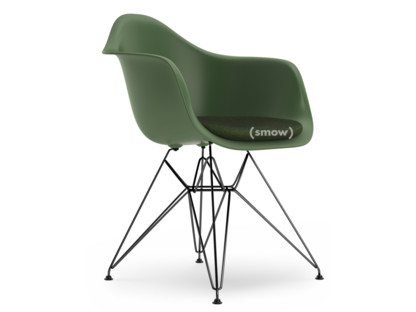 Eames Plastic Armchair RE DAR Forêt|Avec coussin d'assise|Ivoire / forêt|Version standard - 43 cm|Revêtement basic dark
