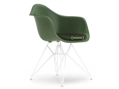 Eames Plastic Armchair RE DAR Forêt|Avec coussin d'assise|Ivoire / forêt|Version standard - 43 cm|Revêtement blanc
