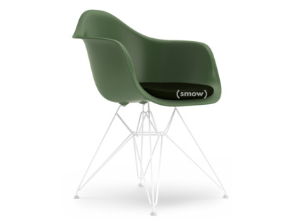 Eames Plastic Armchair RE DAR Forêt|Avec coussin d'assise|Nero / forêt|Version standard - 43 cm|Revêtement blanc