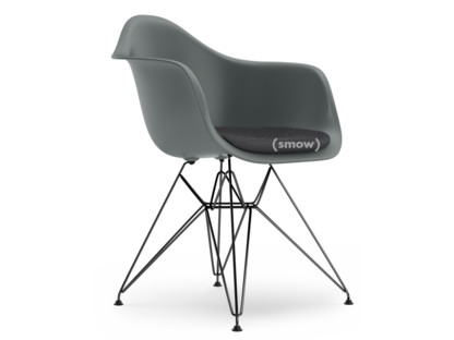Eames Plastic Armchair RE DAR Gris granit|Avec coussin d'assise|Gris foncé|Version standard - 43 cm|Revêtement basic dark