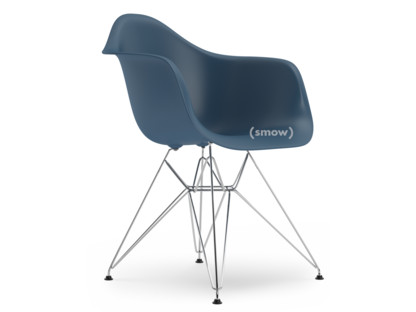 Eames Plastic Armchair RE DAR Bleu océan|Sans rembourrage|Sans rembourrage|Version standard - 43 cm|Chromé