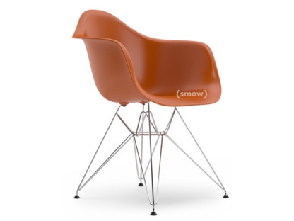 Eames Plastic Armchair RE DAR Orange rouille|Sans rembourrage|Sans rembourrage|Version standard - 43 cm|Chromé