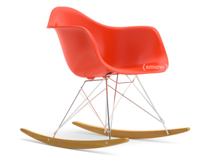 Eames Plastic Armchair RE RAR Rouge - rouge coquelicot|Chromé|Érable nuance de jaune