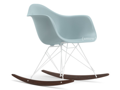 Eames Plastic Armchair RE RAR Gris bleuté|Revêtement blanc|Érable foncé