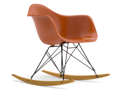 Eames Plastic Armchair RE RAR Orange rouille|Revêtement basic dark|Érable nuance de jaune