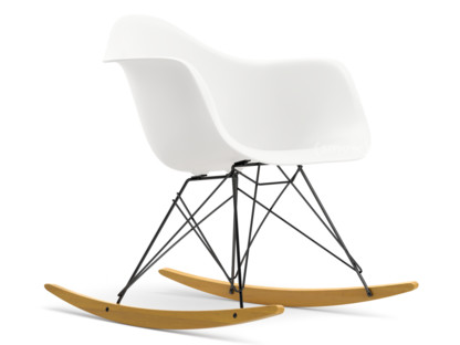 Eames Plastic Armchair RE RAR Blanc|Revêtement basic dark|Érable nuance de jaune