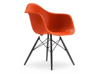 Eames Plastic Armchair RE DAW Rouge (rouge coquelicot)|Sans rembourrage|Sans rembourrage|Version standard - 43 cm|Érable noir