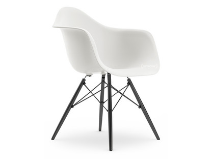 Eames Plastic Armchair RE DAW Blanc|Sans rembourrage|Sans rembourrage|Version standard - 43 cm|Érable noir